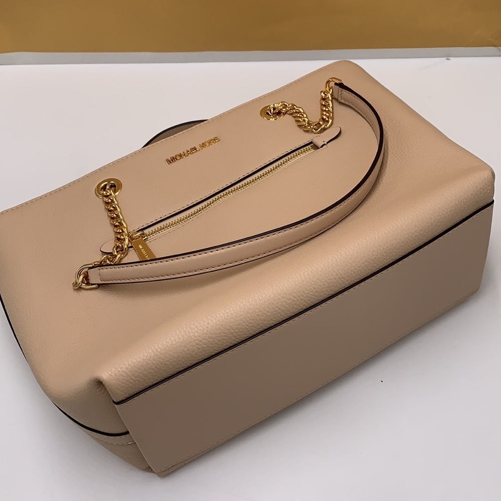 Michael Kors Jet Set Item Medium Front Pocket Shoulder Chain Tote BUFF COLOR - Picture 13 of 13